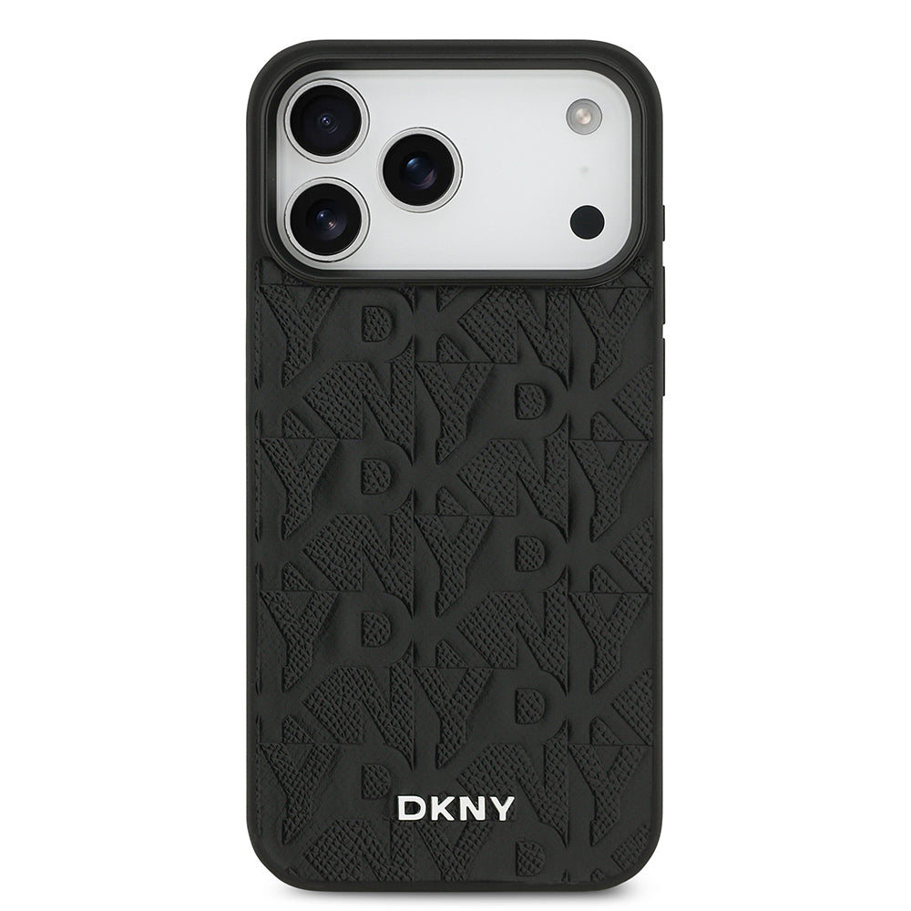 Apple iPhone 17 Pro Max Kılıf DKNY Orjinal Lisanslı M-safe Şarj Özellikli 3D Yazılı Grid Pattern Kapak - Görsel 3