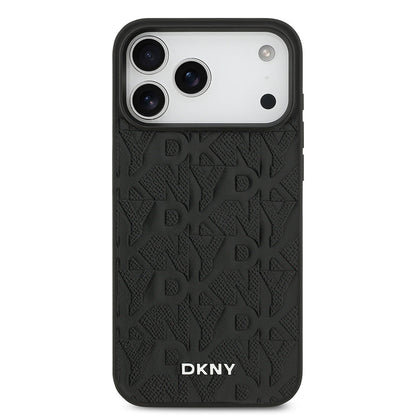 Apple iPhone 17 Pro Max Kılıf DKNY Orjinal Lisanslı M-safe Şarj Özellikli 3D Yazılı Grid Pattern Kapak - Görsel 3