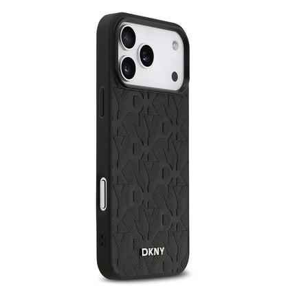 Apple iPhone 17 Pro Max Kılıf DKNY Orjinal Lisanslı M-safe Şarj Özellikli 3D Yazılı Grid Pattern Kapak - Görsel 4