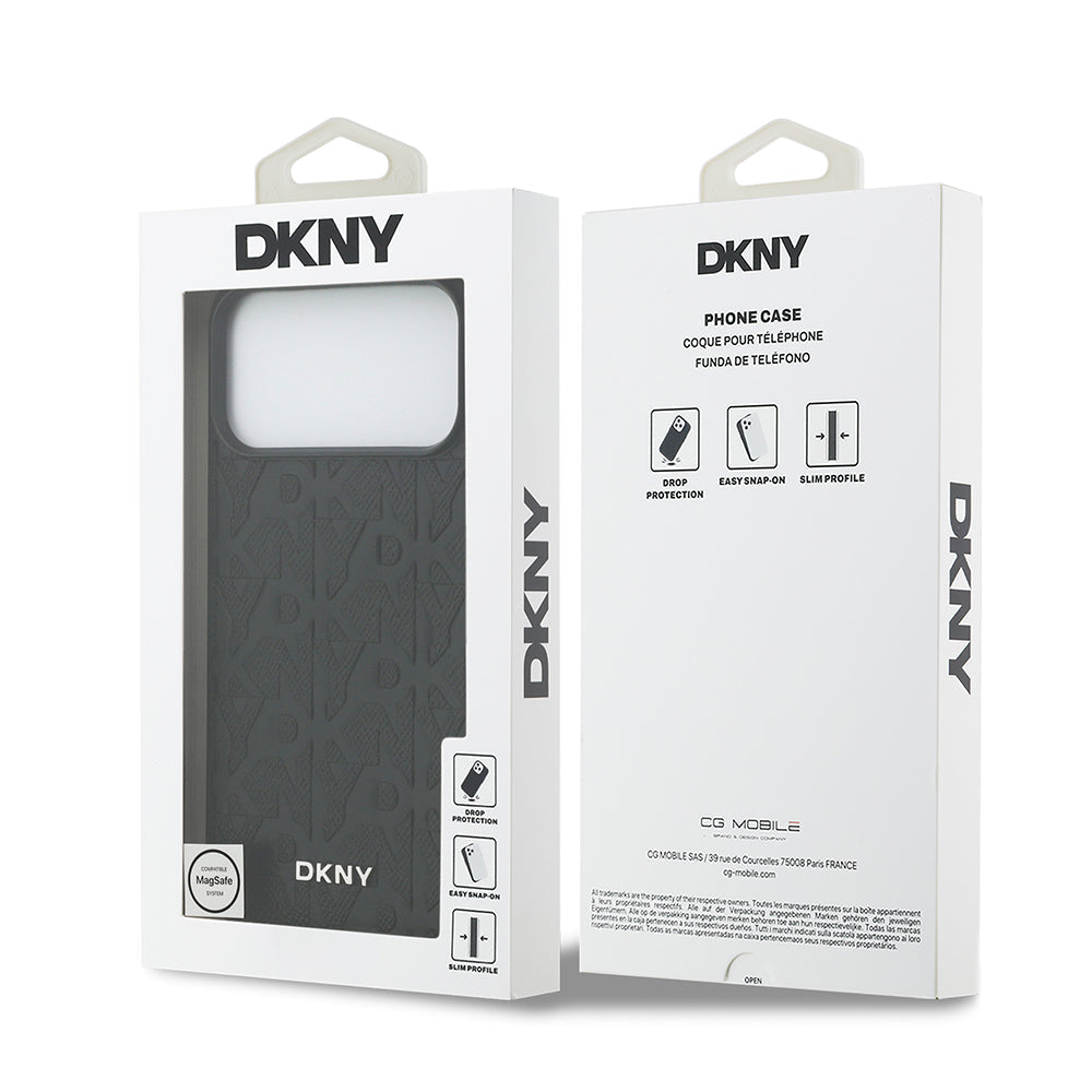 Apple iPhone 17 Pro Max Kılıf DKNY Orjinal Lisanslı M-safe Şarj Özellikli 3D Yazılı Grid Pattern Kapak - Görsel 8