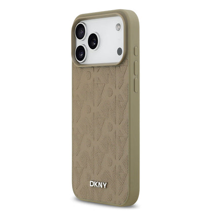 Apple iPhone 17 Pro Max Kılıf DKNY Orjinal Lisanslı M-safe Şarj Özellikli 3D Yazılı Grid Pattern Kapak - Görsel 9