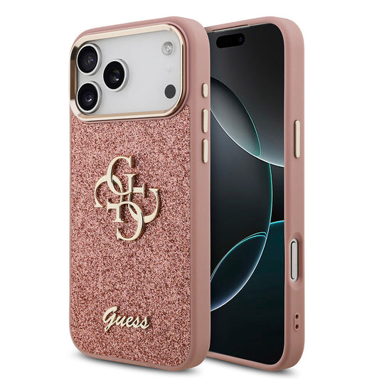 Apple iPhone 17 Pro Max Kılıf Guess Orjinal Lisanslı 4G Büyük Metal Kamera Çerçeveli ve Logolu Glitter Kapak - Görsel 2