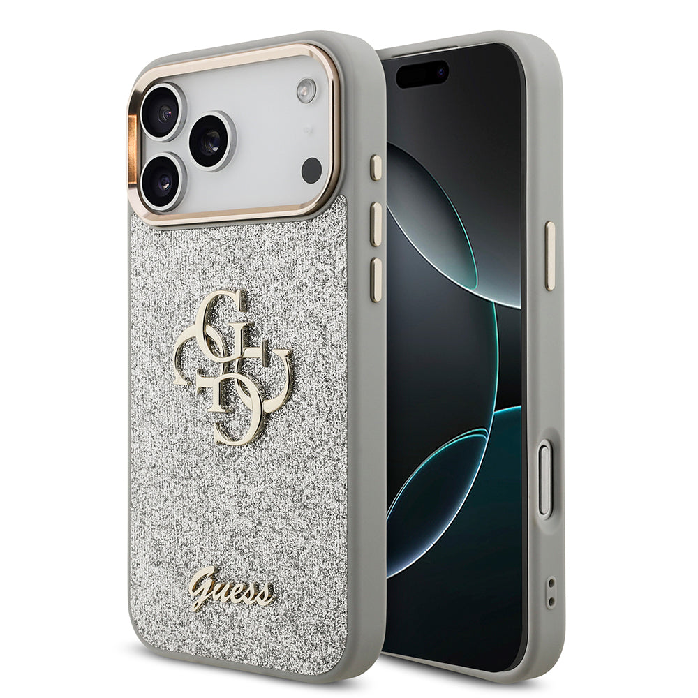 Apple iPhone 17 Pro Max Kılıf Guess Orjinal Lisanslı 4G Büyük Metal Kamera Çerçeveli ve Logolu Glitter Kapak - Görsel 5