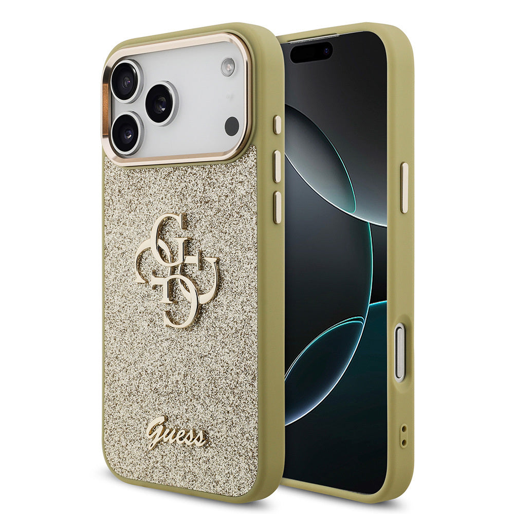 Apple iPhone 17 Pro Max Kılıf Guess Orjinal Lisanslı 4G Büyük Metal Kamera Çerçeveli ve Logolu Glitter Kapak - Görsel 4