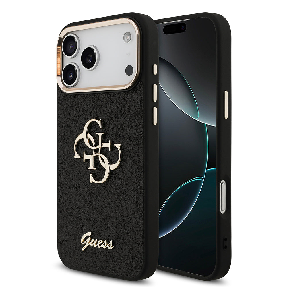 Apple iPhone 17 Pro Max Kılıf Guess Orjinal Lisanslı 4G Büyük Metal Kamera Çerçeveli ve Logolu Glitter Kapak - Görsel 3