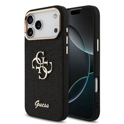 Apple iPhone 17 Pro Max Kılıf Guess Orjinal Lisanslı 4G Büyük Metal Kamera Çerçeveli ve Logolu Glitter Kapak - Görsel 3