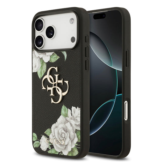 Apple iPhone 17 Pro Max Kılıf Guess Orjinal Lisanslı Gül Baskılı Büyük Metal Logo Dizaynlı Kapak - Görsel 2