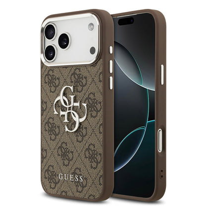 Apple iPhone 17 Pro Max Kılıf Guess Orjinal Lisanslı Gümüş Metal Kamera Çerçeveli 4G Desenli Metal Büyük 4G ve Yazı Logolu Kapak - Görsel 3