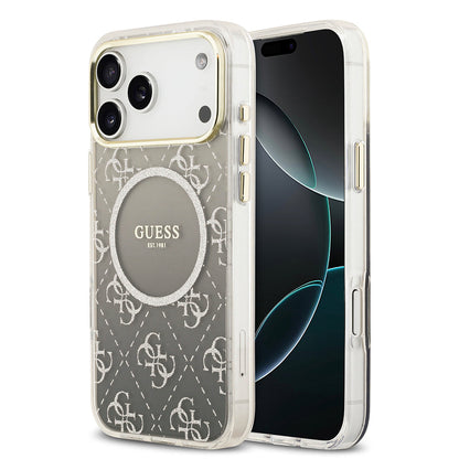 Apple iPhone 17 Pro Max Kılıf Guess Orjinal Lisanslı M-safe Şarj Özellikli 4G Desenli Simli Silikon Kapak - Görsel 4