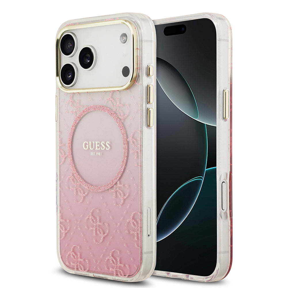 Apple iPhone 17 Pro Max Kılıf Guess Orjinal Lisanslı M-safe Şarj Özellikli 4G Desenli Simli Silikon Kapak - Görsel 2
