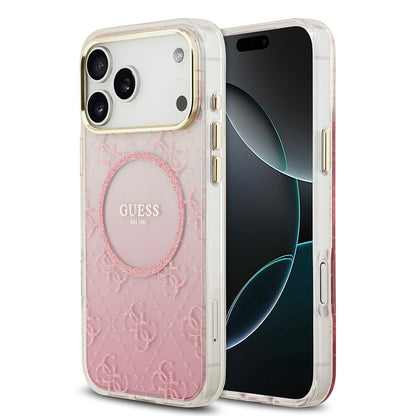 Apple iPhone 17 Pro Max Kılıf Guess Orjinal Lisanslı M-safe Şarj Özellikli 4G Desenli Simli Silikon Kapak - Görsel 2