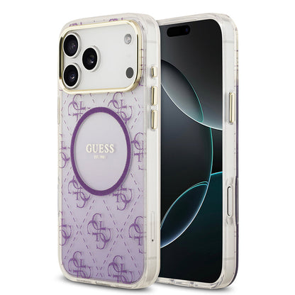Apple iPhone 17 Pro Max Kılıf Guess Orjinal Lisanslı M-safe Şarj Özellikli 4G Desenli Simli Silikon Kapak - Görsel 3