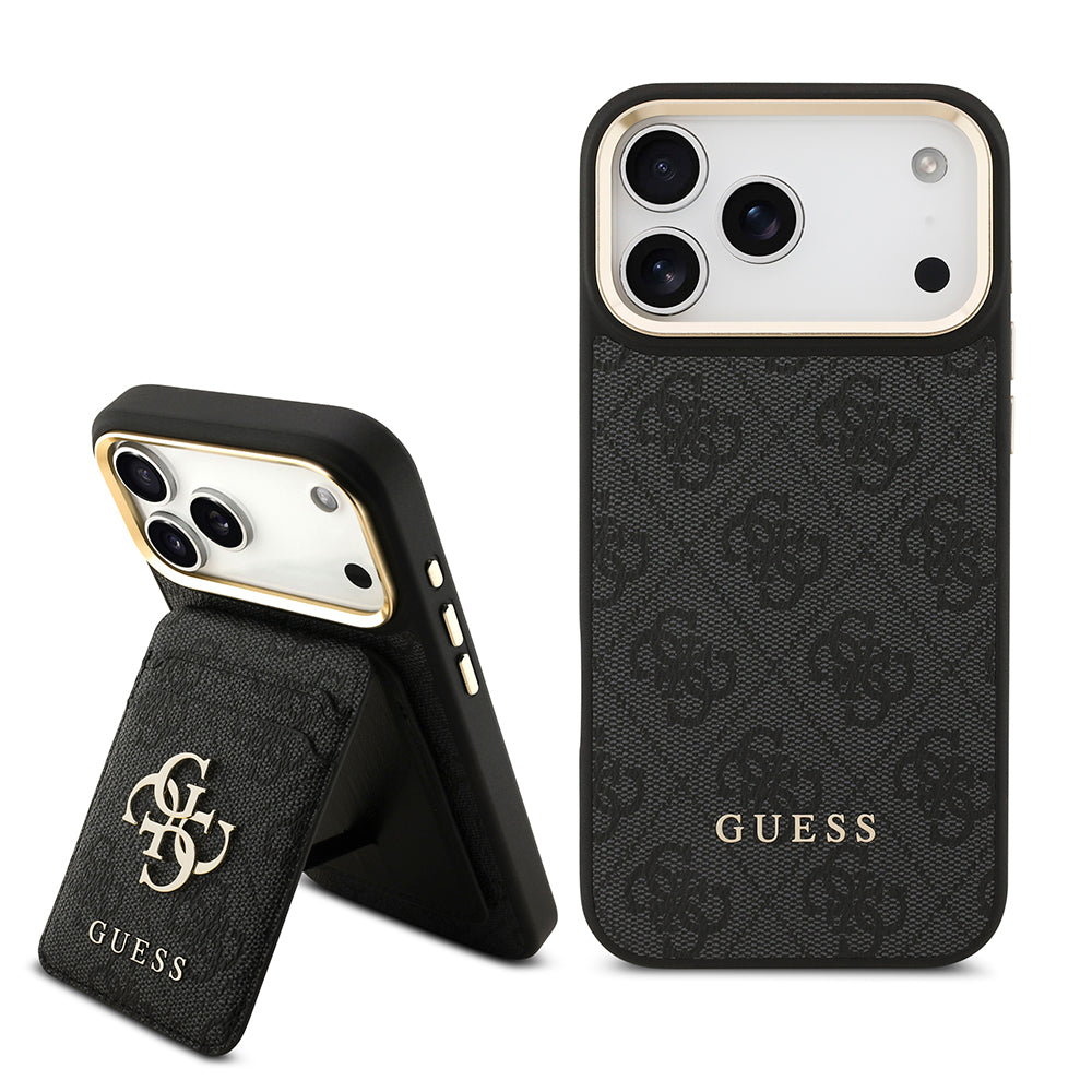 Apple iPhone 17 Pro Max Kılıf Guess Orjinal Lisanslı M-safe Şarj Özellikli 4G Metal Büyük Logolu Kartlıklı Kapak - Görsel 3