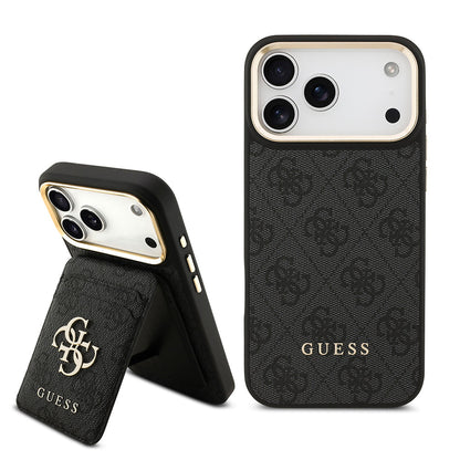 Apple iPhone 17 Pro Max Kılıf Guess Orjinal Lisanslı M-safe Şarj Özellikli 4G Metal Büyük Logolu Kartlıklı Kapak - Görsel 3