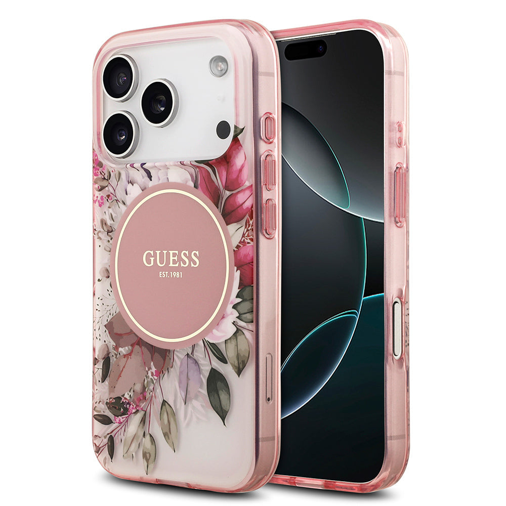 Apple iPhone 17 Pro Max Kılıf Guess Orjinal Lisanslı M-safe Şarj Özellikli Flower Tonal Circle Kapak - Görsel 2