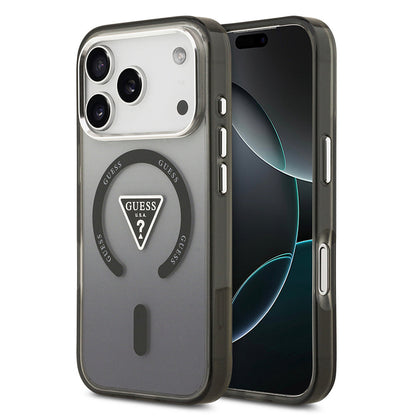 Apple iPhone 17 Pro Max Kılıf Guess Orjinal Lisanslı M-safe Şarj Özellikli IML Baskılı Üçgen Logolu Metal Kamera Çerçeveli Kapak - Görsel 2