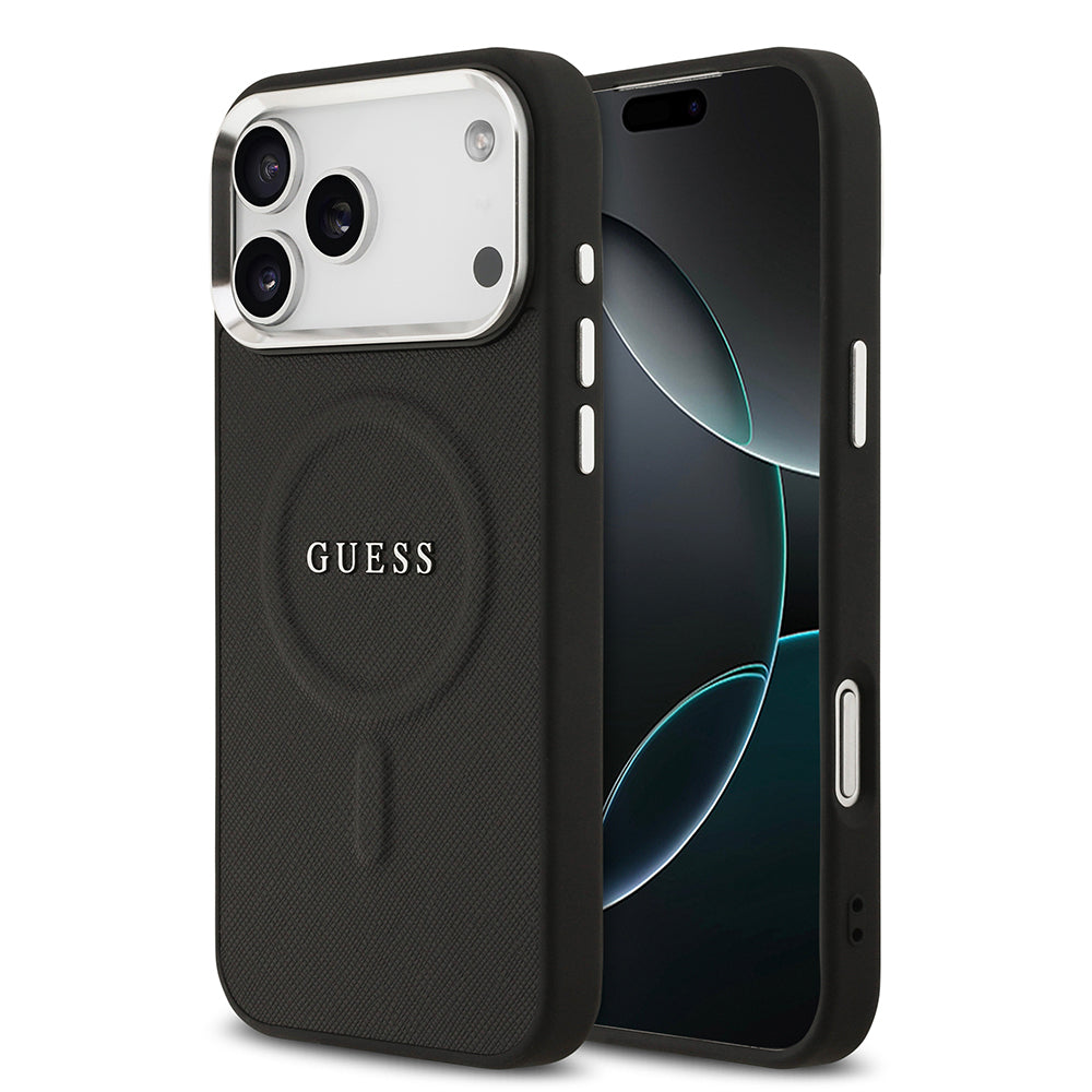 Apple iPhone 17 Pro Max Kılıf Guess Orjinal Lisanslı M-safe Şarj Özellikli Klasik Yazı Logolu PU Deri Kapak - Görsel 3