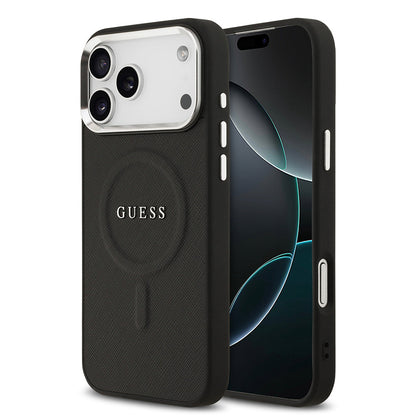 Apple iPhone 17 Pro Max Kılıf Guess Orjinal Lisanslı M-safe Şarj Özellikli Klasik Yazı Logolu PU Deri Kapak - Görsel 3