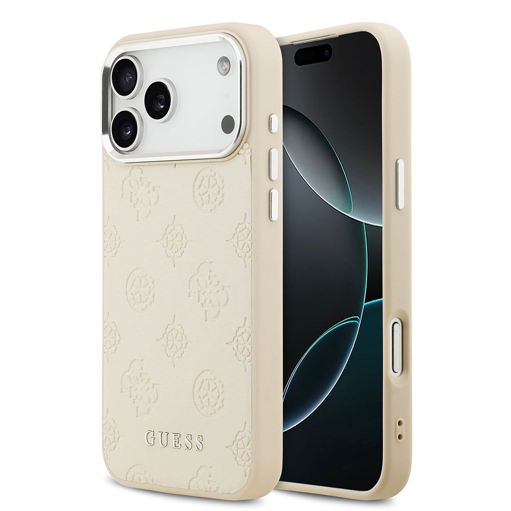 Apple iPhone 17 Pro Max Kılıf Guess Orjinal Lisanslı M-safe Şarj Özellikli Sıcak Baskılı Klasik Yazı Logolu PU Deri Peony Kapak - Görsel 2