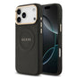 Apple iPhone 17 Pro Max Kılıf Guess Orjinal Lisanslı M-safe Şarj Özellikli Sıcak Baskılı Yazı Logolu PU Deri Peony Kapak