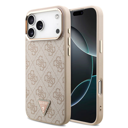 Apple iPhone 17 Pro Max Kılıf Guess Orjinal Lisanslı M-safe Şarj Özellikli Taşlı Üçgen Logo 4G Desenli Kapak - Görsel 4