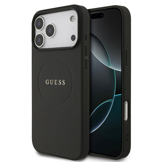 Apple iPhone 17 Pro Max Kılıf Guess Orjinal Lisanslı M-safe Şarj Özellikli Yazı Logolu PU Deri Kapak