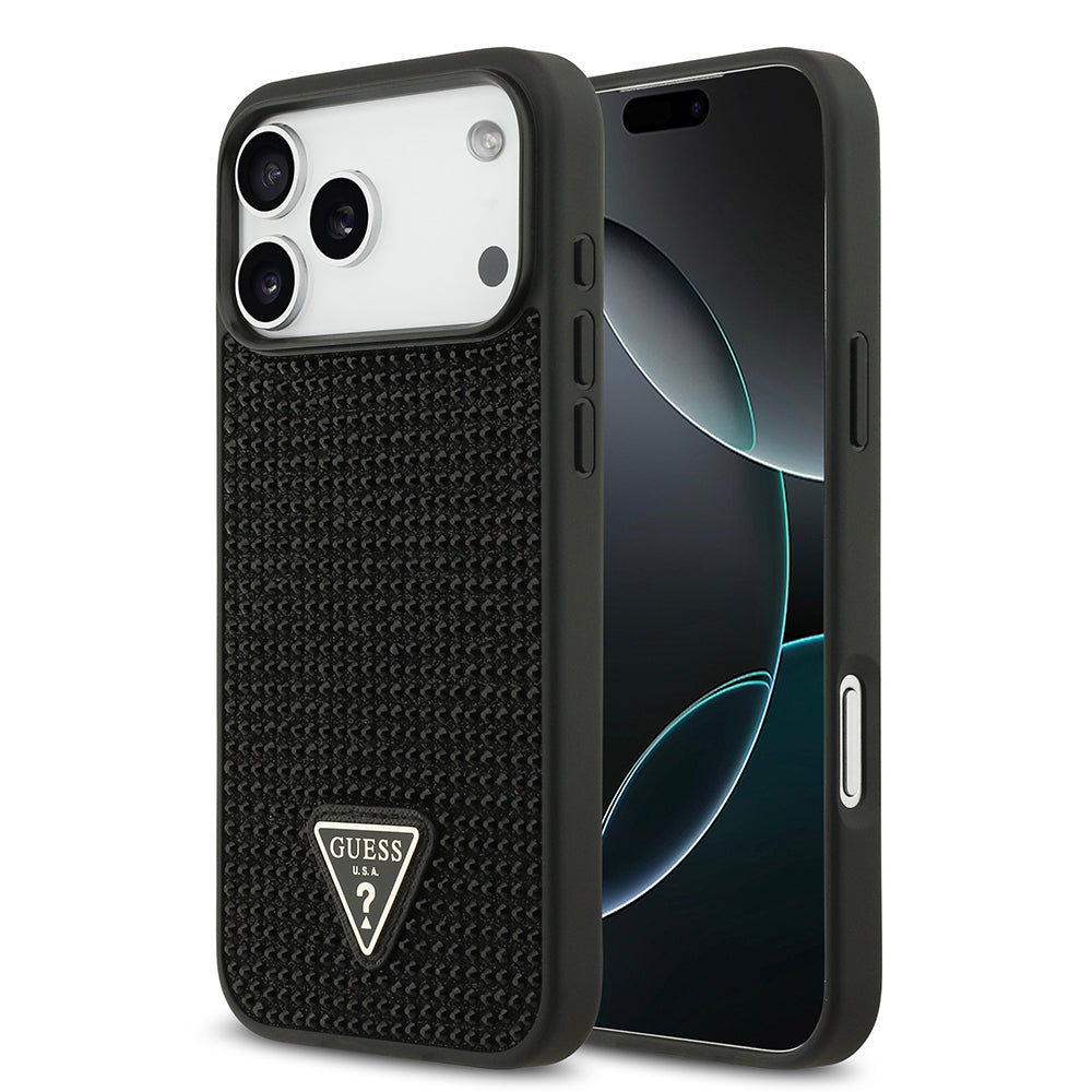 Apple iPhone 17 Pro Max Kılıf Guess Orjinal Lisanslı Taşlı Arka Yüzey Üçgen Logolu Kapak - Görsel 2