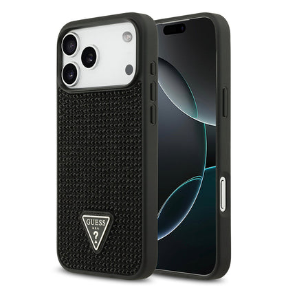 Apple iPhone 17 Pro Max Kılıf Guess Orjinal Lisanslı Taşlı Arka Yüzey Üçgen Logolu Kapak - Görsel 2