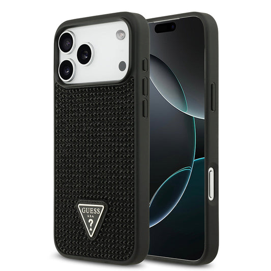 Apple iPhone 17 Pro Max Kılıf Guess Orjinal Lisanslı Taşlı Arka Yüzey Üçgen Logolu Kapak - Görsel 2