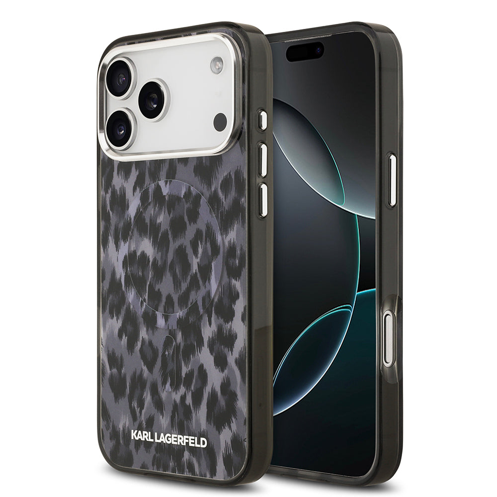 Apple iPhone 17 Pro Max Kılıf Karl Lagerfeld Orjinal Lisanslı M-safe Şarj Özellikli IML Leopar Baskılı Kapak - Görsel 2