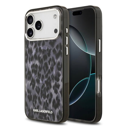 Apple iPhone 17 Pro Max Kılıf Karl Lagerfeld Orjinal Lisanslı M-safe Şarj Özellikli IML Leopar Baskılı Kapak - Görsel 2