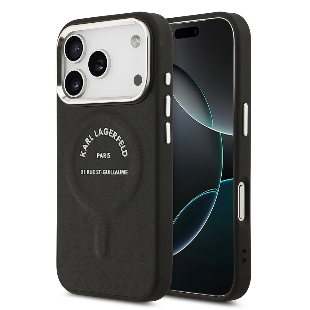Apple iPhone 17 Pro Max Kılıf Karl Lagerfeld Orjinal Lisanslı M-safe Şarj Özellikli Metal Kamera ve Buton Tasarımlı Paris RSG PU Deri Kapak - Görsel 3