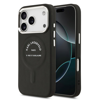 Apple iPhone 17 Pro Max Kılıf Karl Lagerfeld Orjinal Lisanslı M-safe Şarj Özellikli Metal Kamera ve Buton Tasarımlı Paris RSG PU Deri Kapak - Görsel 3