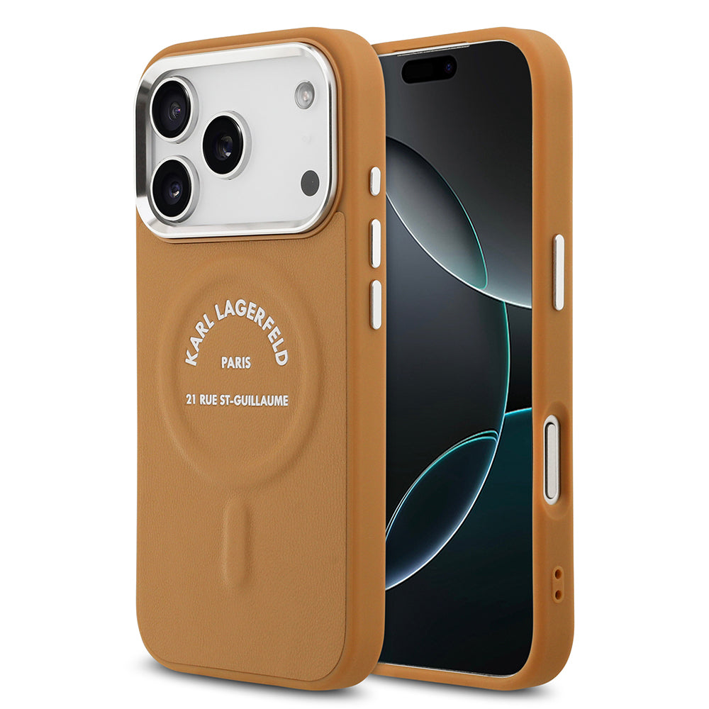 Apple iPhone 17 Pro Max Kılıf Karl Lagerfeld Orjinal Lisanslı M-safe Şarj Özellikli Metal Kamera ve Buton Tasarımlı Paris RSG PU Deri Kapak - Görsel 2