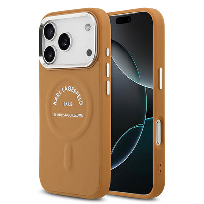 Apple iPhone 17 Pro Max Kılıf Karl Lagerfeld Orjinal Lisanslı M-safe Şarj Özellikli Metal Kamera ve Buton Tasarımlı Paris RSG PU Deri Kapak - Görsel 2