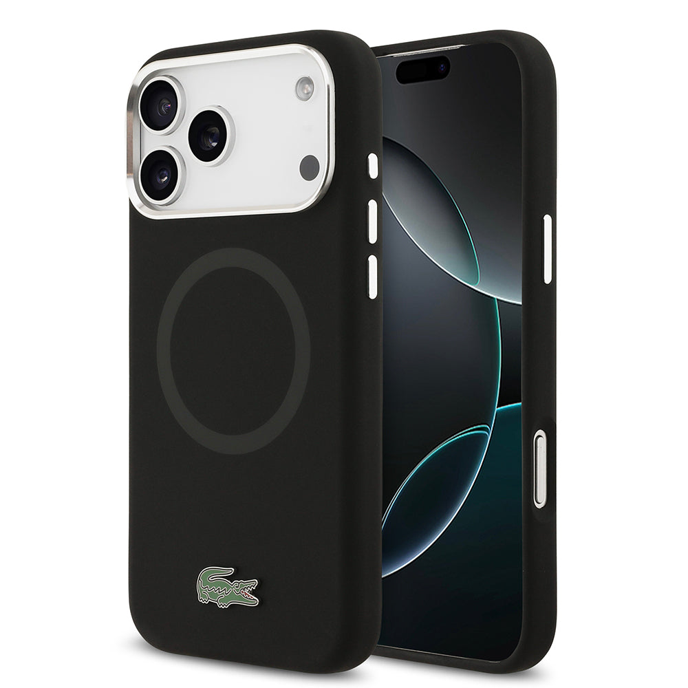 Apple iPhone 17 Pro Max Kılıf Lacoste Orjinal Lisanslı M-safe Şarj Özellikli İkonik Logolu Metal Kamera Çerçeveli Silikon Kapak - Görsel 2