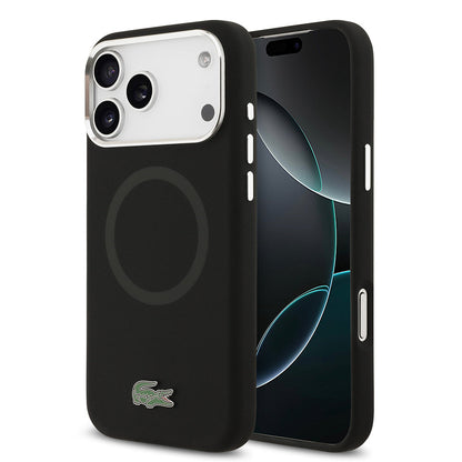 Apple iPhone 17 Pro Max Kılıf Lacoste Orjinal Lisanslı M-safe Şarj Özellikli İkonik Logolu Metal Kamera Çerçeveli Silikon Kapak - Görsel 2