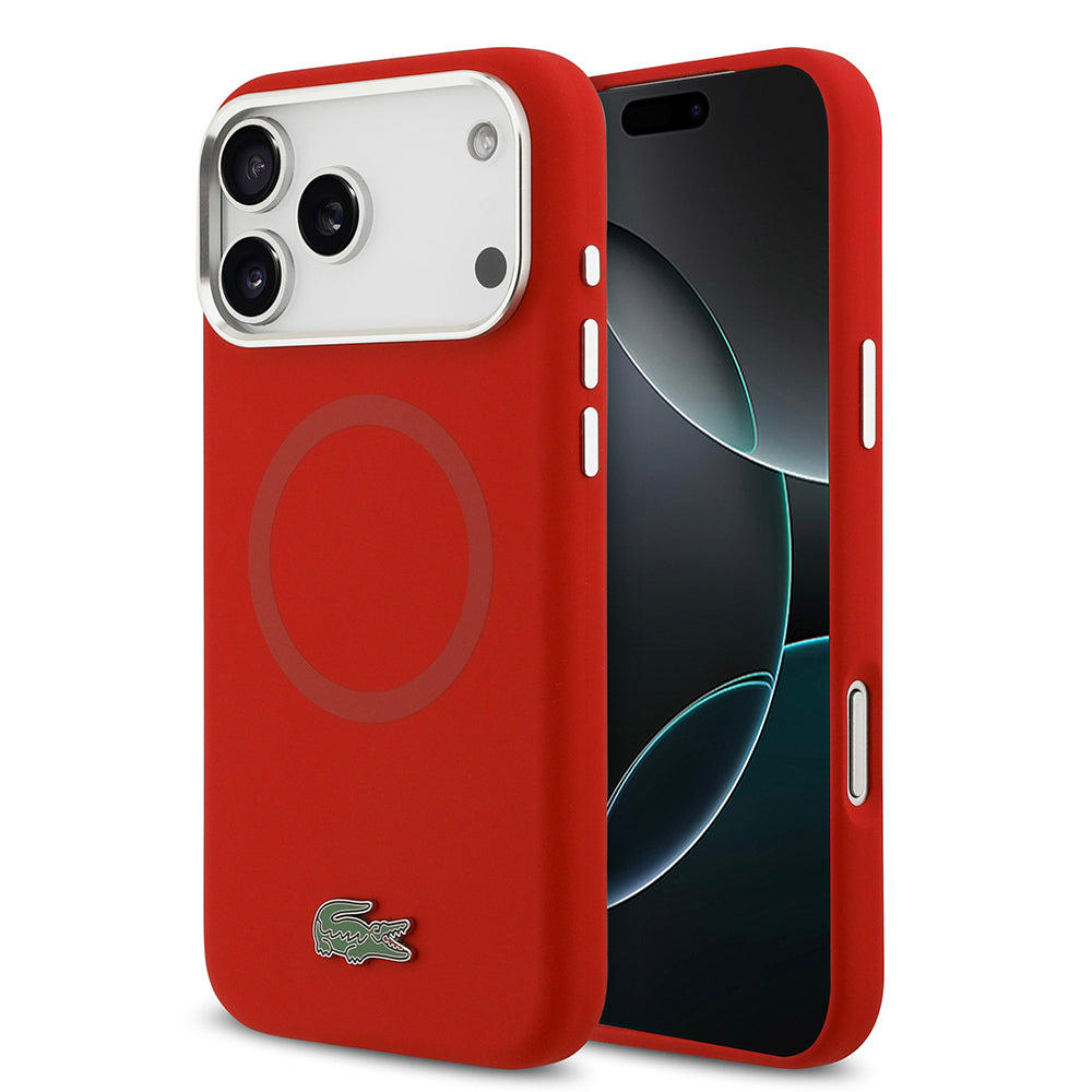Apple iPhone 17 Pro Max Kılıf Lacoste Orjinal Lisanslı M-safe Şarj Özellikli İkonik Logolu Metal Kamera Çerçeveli Silikon Kapak - Görsel 3