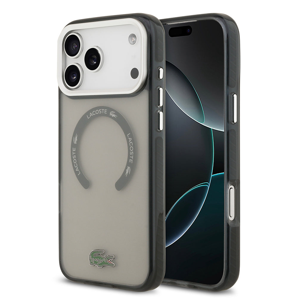 Apple iPhone 17 Pro Max Kılıf Lacoste Orjinal Lisanslı M-safe Şarj Özellikli İkonik Timsah Logolu Buzlu Kapak - Görsel 3