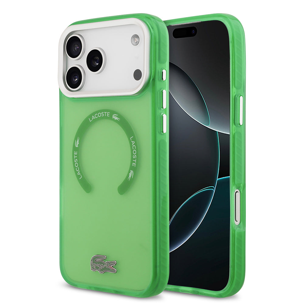 Apple iPhone 17 Pro Max Kılıf Lacoste Orjinal Lisanslı M-safe Şarj Özellikli İkonik Timsah Logolu Buzlu Kapak - Görsel 2