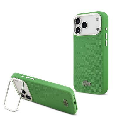 Apple iPhone 17 Pro Max Kılıf Lacoste Orjinal Lisanslı M-safe Şarj Özellikli PU Pike Desenli Standlı Metal Logolu Kapak - Görsel 5