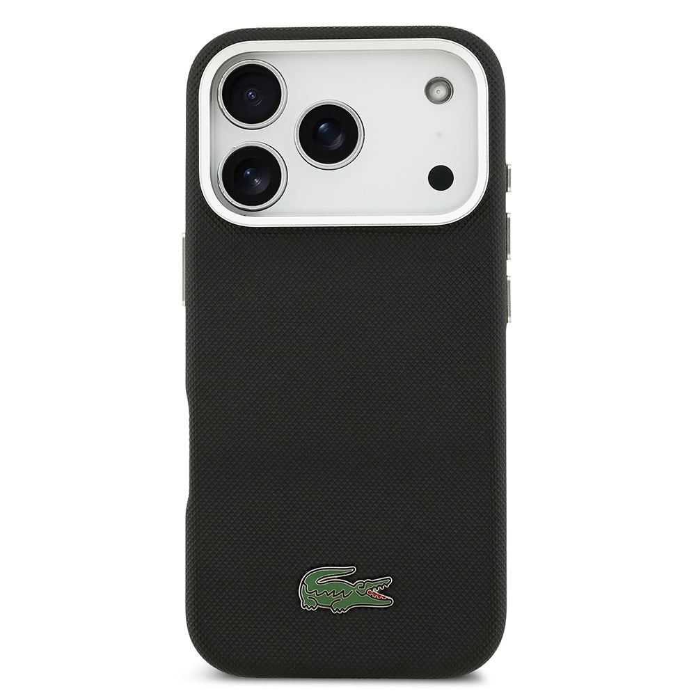 Apple iPhone 17 Pro Max Kılıf Lacoste Orjinal Lisanslı M-Safe Şarj Özellikli PVC Pike Desenli Arka Yüzey İkonik Timsah Dokuma Logolu Kapak - Görsel 3