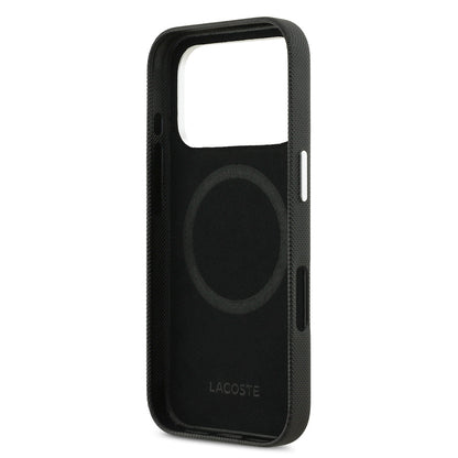 Apple iPhone 17 Pro Max Kılıf Lacoste Orjinal Lisanslı M-Safe Şarj Özellikli PVC Pike Desenli Arka Yüzey İkonik Timsah Dokuma Logolu Kapak - Görsel 7