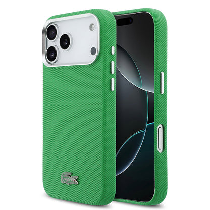 Apple iPhone 17 Pro Max Kılıf Lacoste Orjinal Lisanslı M-Safe Şarj Özellikli PVC Pike Desenli Arka Yüzey İkonik Timsah Dokuma Logolu Kapak - Görsel 9