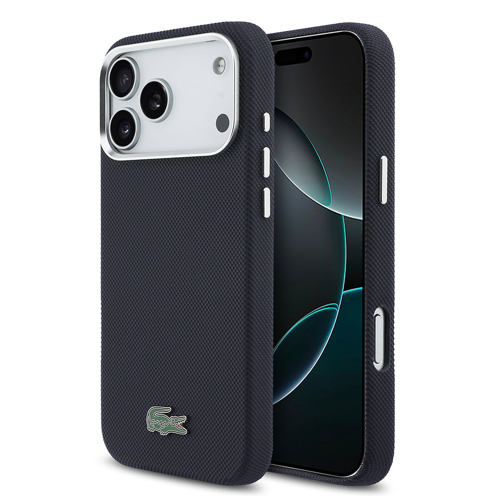 Apple iPhone 17 Pro Max Kılıf Lacoste Orjinal Lisanslı M-Safe Şarj Özellikli PVC Pike Desenli Arka Yüzey İkonik Timsah Dokuma Logolu Kapak - Görsel 10