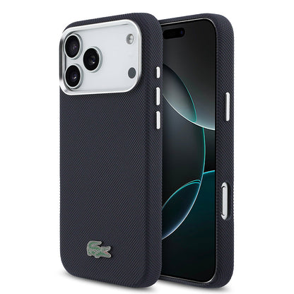 Apple iPhone 17 Pro Max Kılıf Lacoste Orjinal Lisanslı M-Safe Şarj Özellikli PVC Pike Desenli Arka Yüzey İkonik Timsah Dokuma Logolu Kapak - Görsel 10