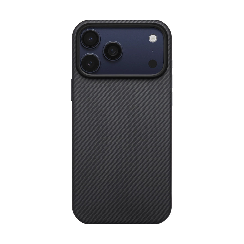 Apple iPhone 17 Pro Max Kılıf M-safe Şarj Özellikli 1500D Aramid Fiber Pitaka Military-Grade Classic Serisi Black-Grey Twill Kapak - Görsel 2
