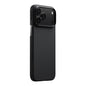Apple iPhone 17 Pro Max Kılıf M-safe Şarj Özellikli 1500D Aramid Fiber Pitaka Ultra-Slim Classic Serisi Black-Grey Twill Kapak