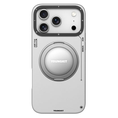 Apple iPhone 17 Pro Max Kılıf M-safe Şarj Özellikli 360 Derece Standlı Basit Mat Deri Desenli Youngkit Tech Leather Serisi Kapak - Görsel 3