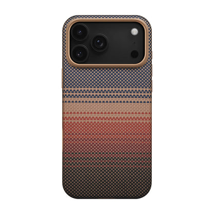 Apple iPhone 17 Pro Max Kılıf M-safe Şarj Özellikli Aramid Fiber Pitaka Military-Grade Sunset-Moonrise Serisi Kapak - Görsel 2